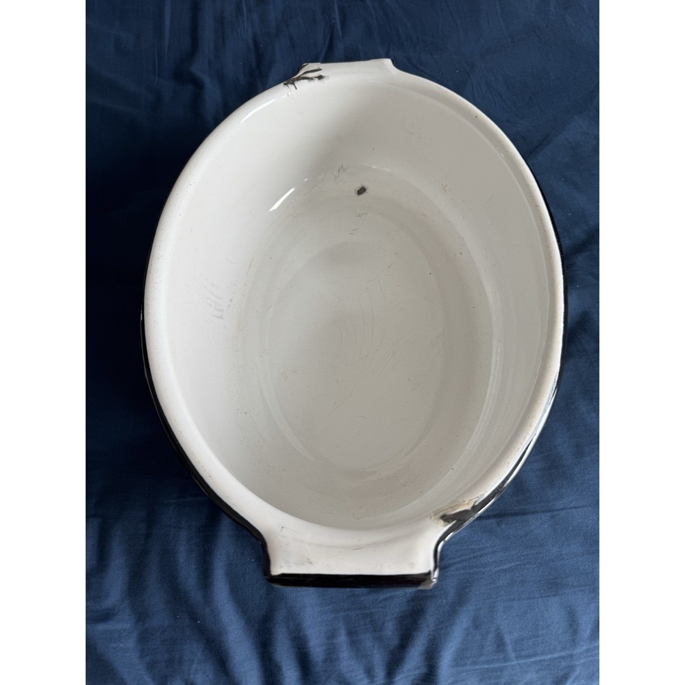 Vintage Enamel Tub Pan 17" Beige
